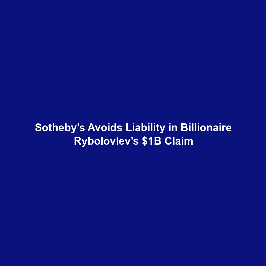 Sotheby’s Avoids Liability in Billionaire Rybolovlev’s $1B Claim