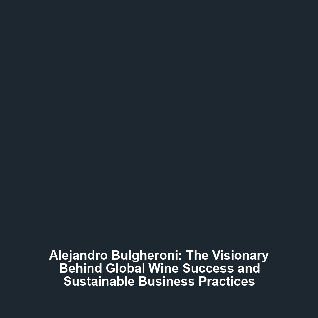 Alejandro Bulgheroni: The Visionary Behind Global Wine Success and Sustainable Business Practices